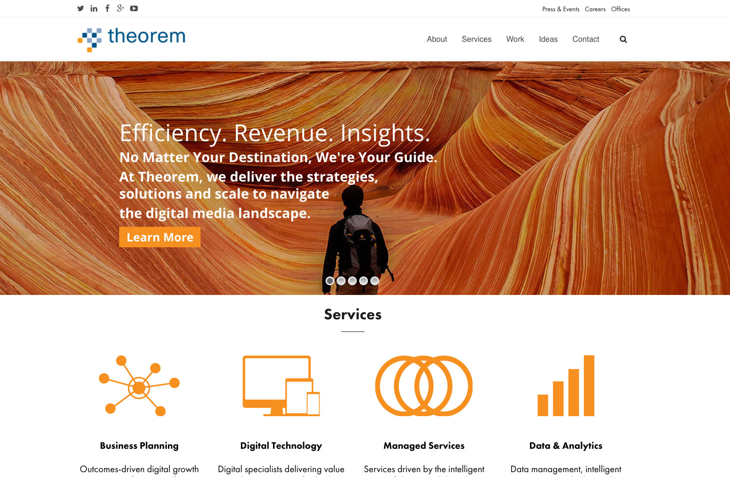 Theorem homepage screen 1